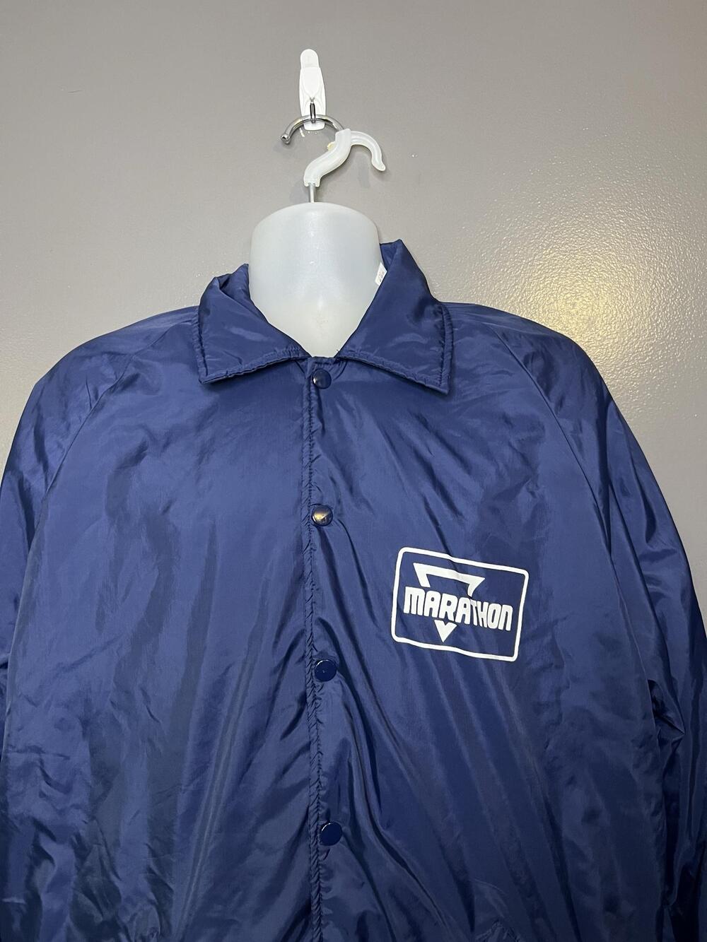 Vintage Cardinal Jacket Mens Large Blue Marathon Logo Lined Nylon Windbreaker